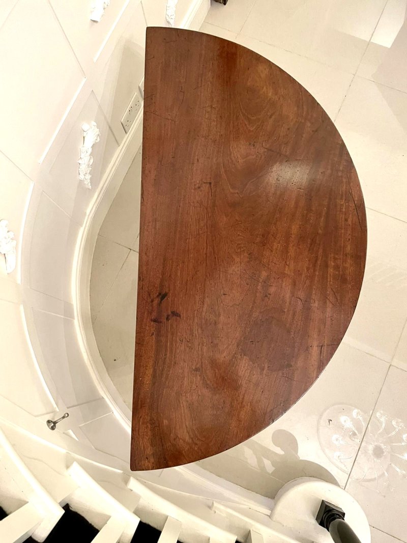 Quality Antique George III Mahogany Demi-lune Console Table - Image 7